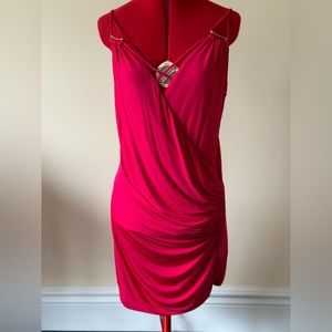 Party Season! Red Marciano dress with gold accents